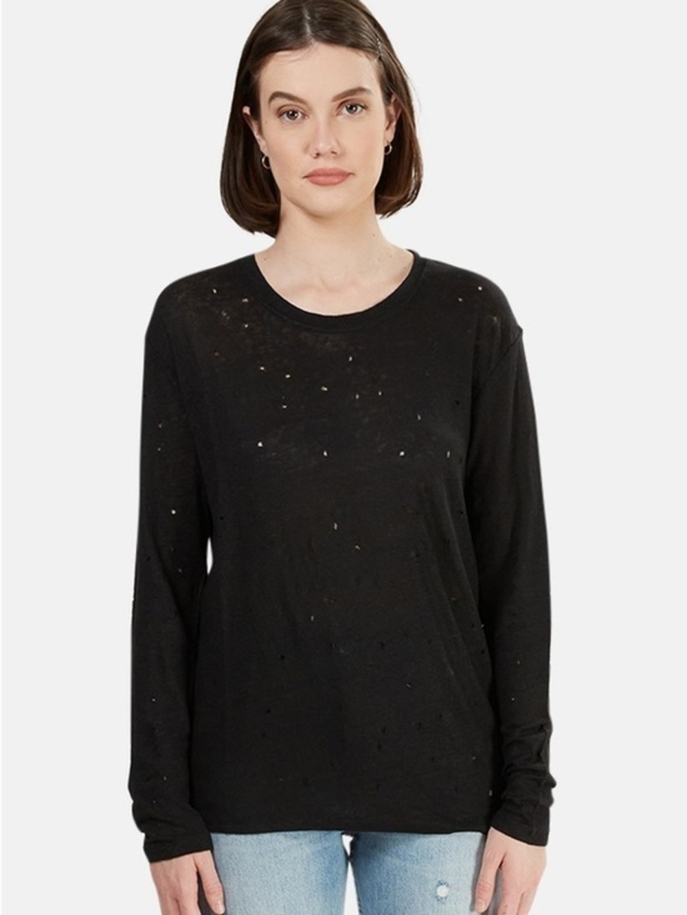IRO Made in Portual Black Linen Marvina T-Shirt Relaxed Fit size XS